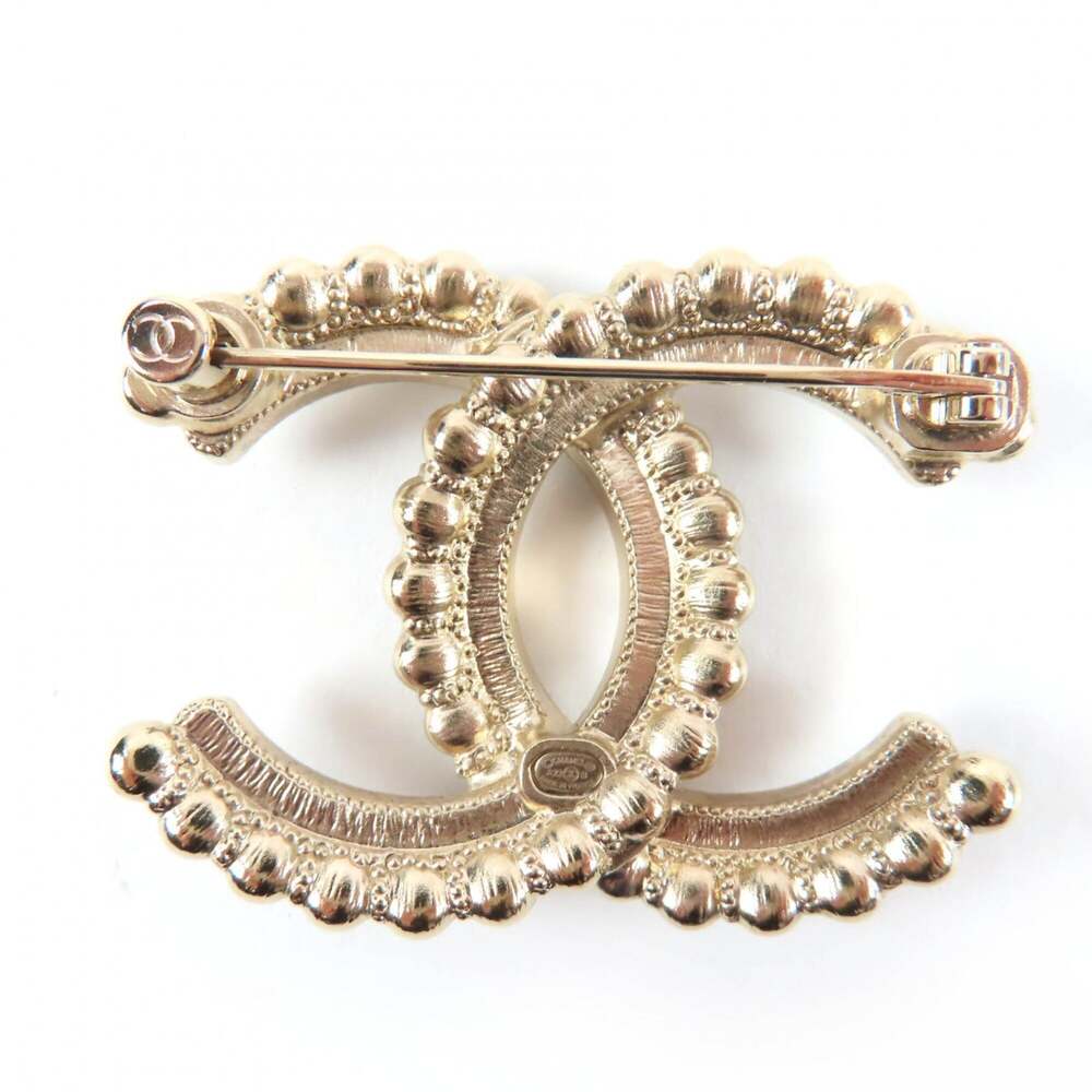Chanel Cc Logo Brooch Gold-Tone Metal #250077C12B - Picture 3 of 6